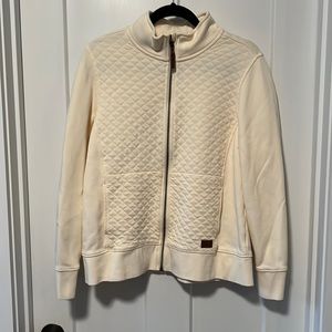 LL.Bean Quilted Cream Zip Up Size L Petite